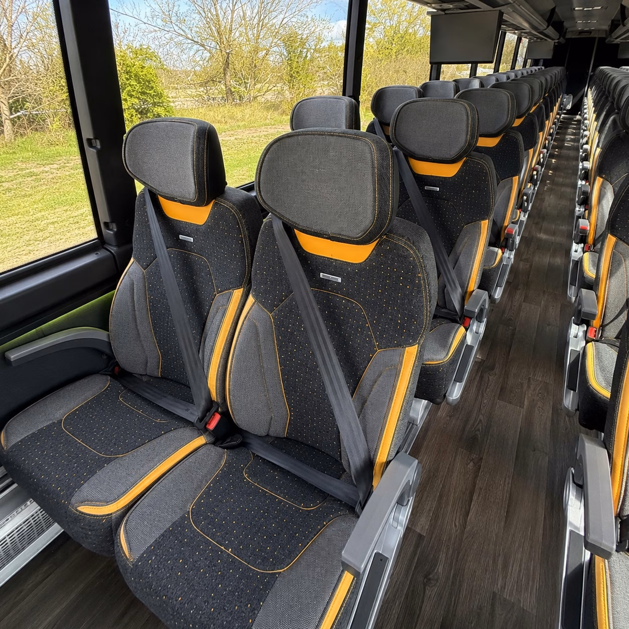 56 passenger charter bus inside